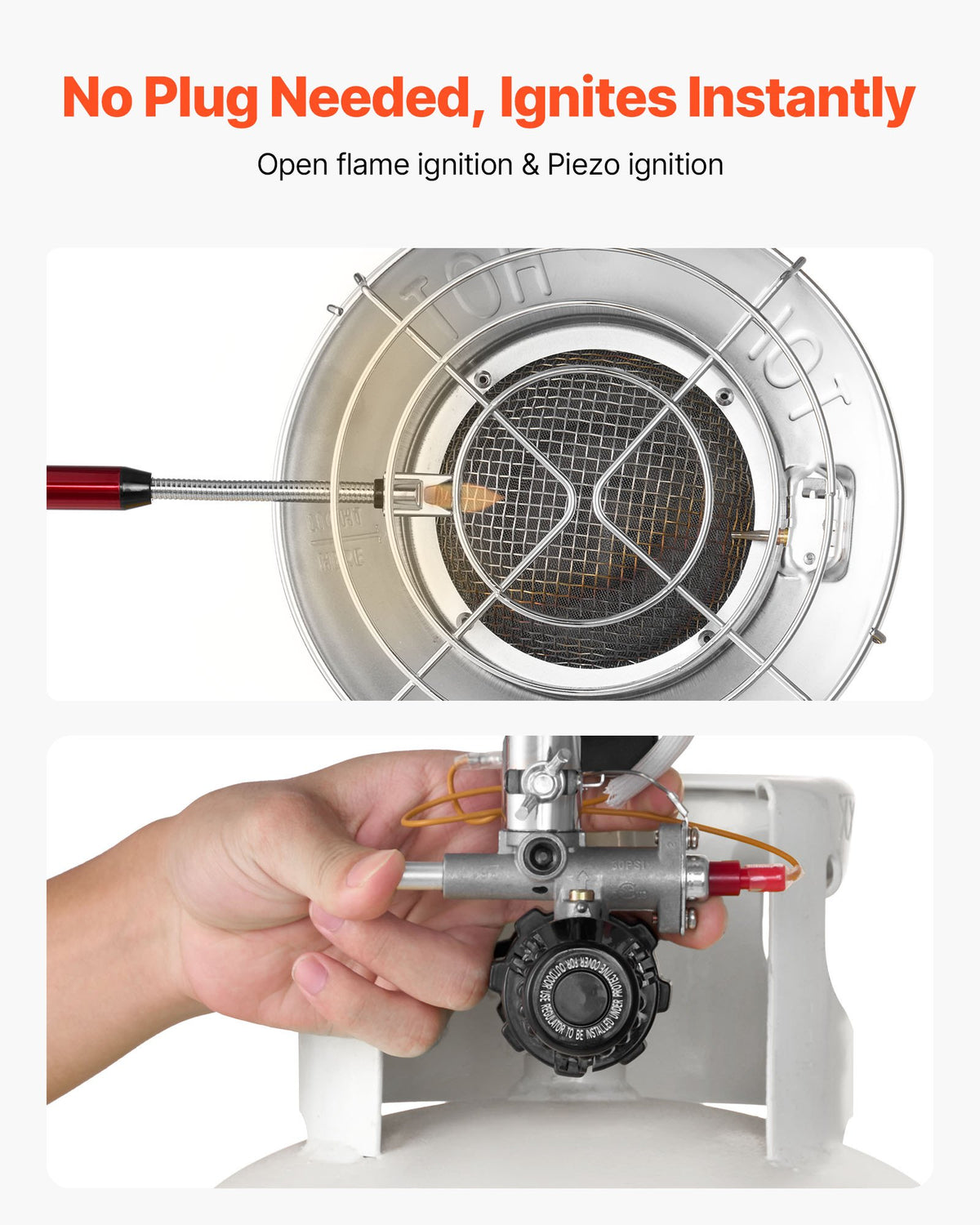VEVOR Propane Tank Top Heater, 15000 BTU Rapid Heating 180-Degree Infrared Radiant Tank Top Gas Heater, Stepless Temperature Adjustment for Ice Fishing/ Hunting/Outdoor Work, Single Burner Round - BWGDJRQDFRQDVHE70001V0 - view 6
