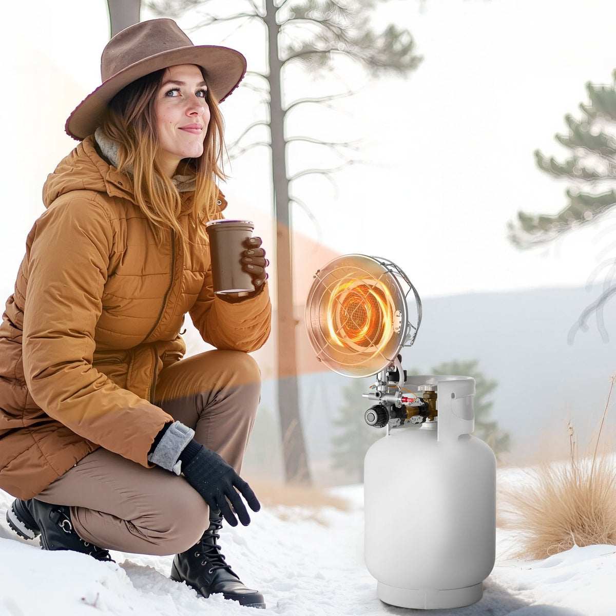 VEVOR Propane Tank Top Heater, 15000 BTU Rapid Heating 180-Degree Infrared Radiant Tank Top Gas Heater, Stepless Temperature Adjustment for Ice Fishing/ Hunting/Outdoor Work, Single Burner Round - BWGDJRQDFRQDVHE70001V0 - view 9