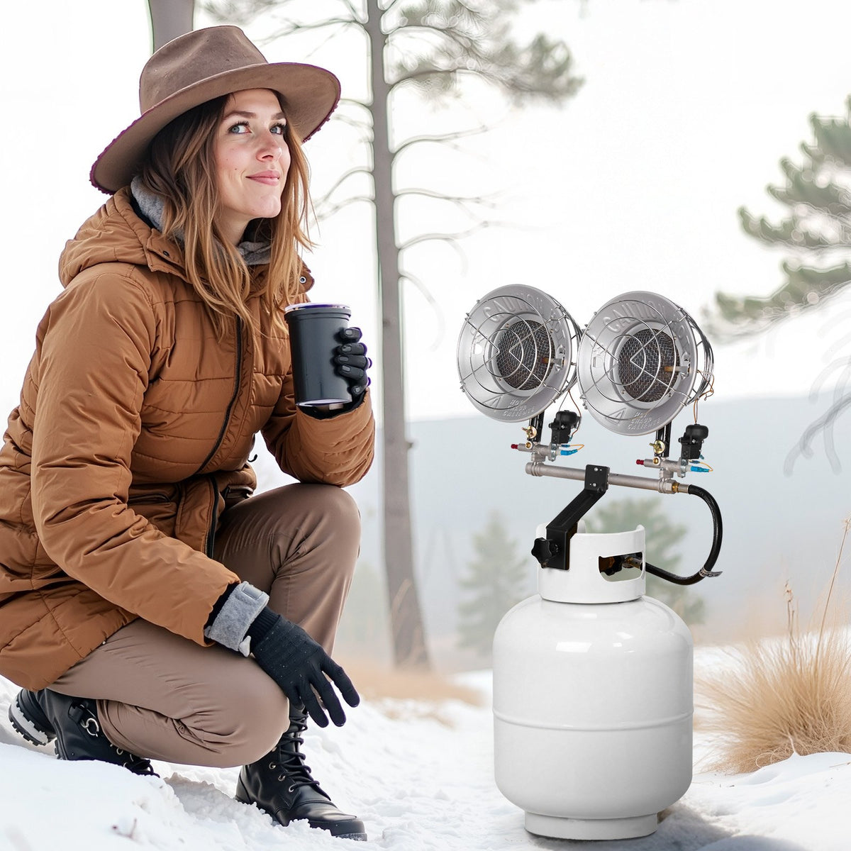 VEVOR Propane Tank Top Heater, 30000 BTU Rapid Heating 180-Degree Infrared Radiant Tank Top Gas Heater, 3 Heat Settings for Ice Fishing/ Hunting/Outdoor Work, Single Burner Square - BWGDJRQDFRQSD633T001V0 - view 9
