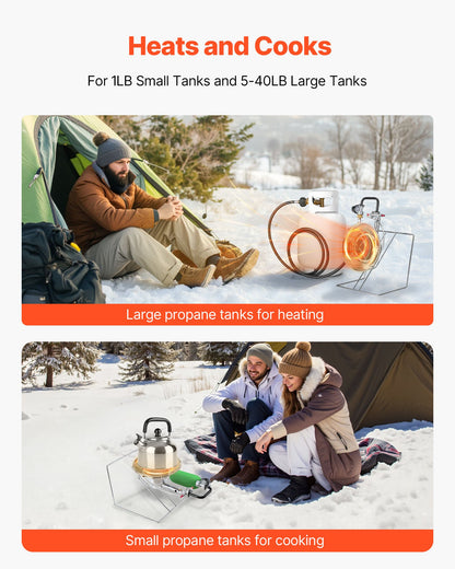 VEVOR Propane Tank Top Heater, for 1lb Small Tanks and 5-40lb Large Tanks, 18000 BTU Rapid Heating 180-Degree Infrared Radiant Tank Top Gas Heater,3 Heat Settings for Ice Fishing,Single Burner - BWGDJRQDTDX11ZBCK001V9 - view 3
