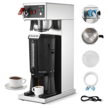 VEVOR Commercial Drip Coffee Maker, 16-17 Cups Machine with 2.5 L Thermal Carafe, Keep Warm for 4 Hours, Stainless Steel Brewer with Auto Water Filling, for Restaurant, Office, Coffee Shop & Home - BWHSYMSKFJJXJWVTA001V1 - view 2