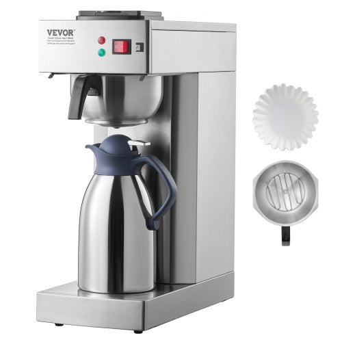 VEVOR 12 Cups Commercial Drip Coffee Maker, Coffee Maker Machine with Thermal Carafe to Keep Warm or Cold, Stainless Steel Pour Over Coffee Brewer for Restaurant, Office, Cafe - BWHSYMSKFJWRZRIP4V1 - view 2