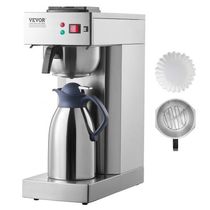 VEVOR 12 Cups Commercial Drip Coffee Maker, Coffee Maker Machine with Thermal Carafe to Keep Warm or Cold, Stainless Steel Pour Over Coffee Brewer for Restaurant, Office, Cafe - BWHSYMSKFJWRZRIP4V1 - view 2