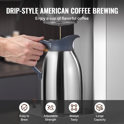 VEVOR 12 Cups Commercial Drip Coffee Maker, Coffee Maker Machine with Thermal Carafe to Keep Warm or Cold, Stainless Steel Pour Over Coffee Brewer for Restaurant, Office, Cafe - BWHSYMSKFJWRZRIP4V1 - view 7
