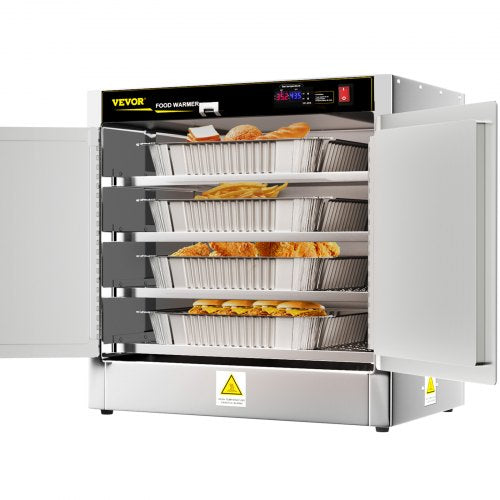 VEVOR Hot Box Food Warmer, 25\"x15\"x24\" Concession Warmer with Water Tray, Four Disposable Catering Pans, Countertop Pizza, Patty, Pastry, Empanada, Concession Hot Food Hold - BWJLCMC4110VEYT2XV1 - view 1