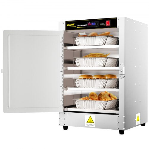 VEVOR Hot Box Food Warmer, 16\"x16\"x24\" Concession Warmer with Water Tray, Four Disposable Catering Pans, Countertop Pizza, Patty, Pastry, Empanada, Concession Hot Food Hold - BWJLHJCM4110VSW2JV1 - view 1