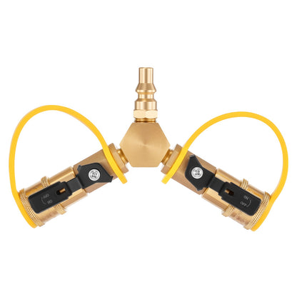 VEVOR RV Propane Quick Connect Y Splitter Adapter with Shutoff Valve, 2 Way 1/4 inch Quick Disconnect Kit, Fits for RV Trailer, Quick Connect Propane Hose Connect to Motorhome Tabletop Camping Grill - BWKSJTYX0000UK50L001V0 - view 1