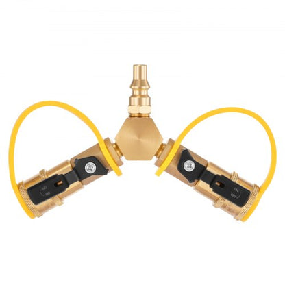 VEVOR RV Propane Quick Connect Y Splitter Adapter with Shutoff Valve, 2 Way 1/4 inch Quick Disconnect Kit, Fits for RV Trailer, Quick Connect Propane Hose Connect to Motorhome Tabletop Camping Grill - BWKSJTYX0000UK50L001V0 - view 2