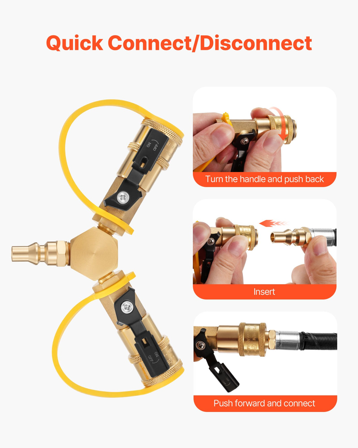 VEVOR RV Propane Quick Connect Y Splitter Adapter with Shutoff Valve, 2 Way 1/4 inch Quick Disconnect Kit, Fits for RV Trailer, Quick Connect Propane Hose Connect to Motorhome Tabletop Camping Grill - BWKSJTYX0000UK50L001V0 - view 6