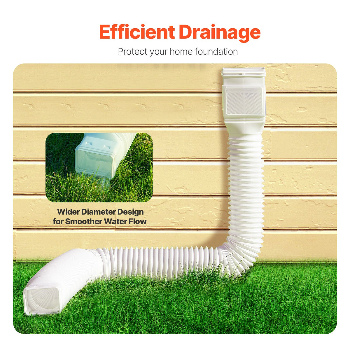 VEVOR Rain Gutter Downspout Extensions, 2-Pack Flexible Downspout Extender, Down Spout Drain Extension Extendable from 22" to 63", Gutter Extensions with Adapters, for Rainwater Drainage, White - BWPSGDSPQ226HUGKYV0 - view 6
