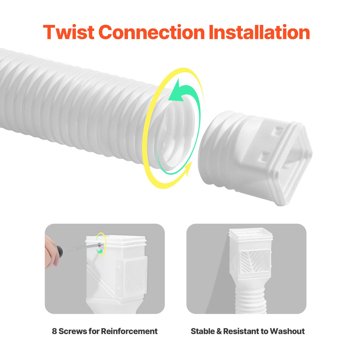 VEVOR Rain Gutter Downspout Extensions, 2-Pack Flexible Downspout Extender, Down Spout Drain Extension Extendable from 22" to 63", Gutter Extensions with Adapters, for Rainwater Drainage, White - BWPSGDSPQ226HUGKYV0 - view 7