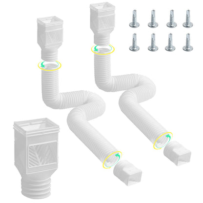 VEVOR Rain Gutter Downspout Extensions, 2-Pack Flexible Downspout Extender, Down Spout Drain Extension Extendable from 22" to 63", Gutter Extensions with Adapters, for Rainwater Drainage, White - BWPSGDSPQ226HUGKYV0 - view 10