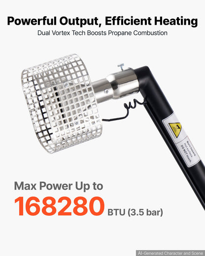 VEVOR Propane Heat Gun with 3FT Extension Pole, Up to 168280 BTU Hot Air Gun with 26 FT Hose and Carrying Case, Ideal for Boat Plastic Film Shrink Wrapping, Pallet Packaging, Crafting - BWRFQRFQYZGT62EA8001V0 - view 4