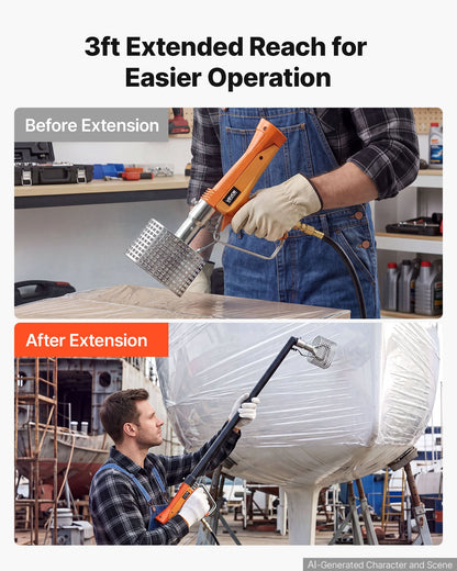 VEVOR Propane Heat Gun with 3FT Extension Pole, Up to 168280 BTU Hot Air Gun with 26 FT Hose and Carrying Case, Ideal for Boat Plastic Film Shrink Wrapping, Pallet Packaging, Crafting - BWRFQRFQYZGT62EA8001V0 - view 6