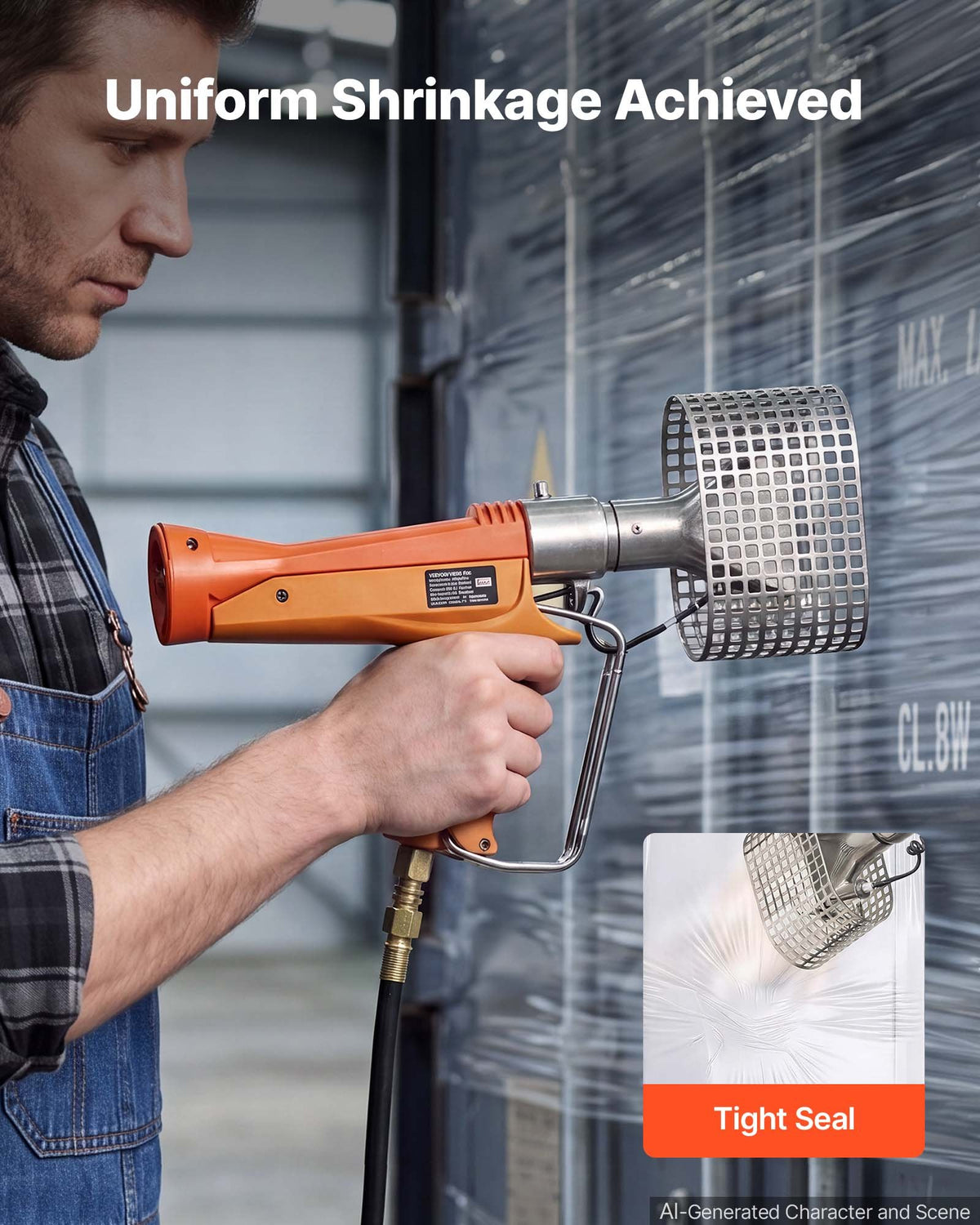 VEVOR Propane Heat Gun with 3FT Extension Pole, Up to 168280 BTU Hot Air Gun with 26 FT Hose and Carrying Case, Ideal for Boat Plastic Film Shrink Wrapping, Pallet Packaging, Crafting - BWRFQRFQYZGT62EA8001V0 - view 7