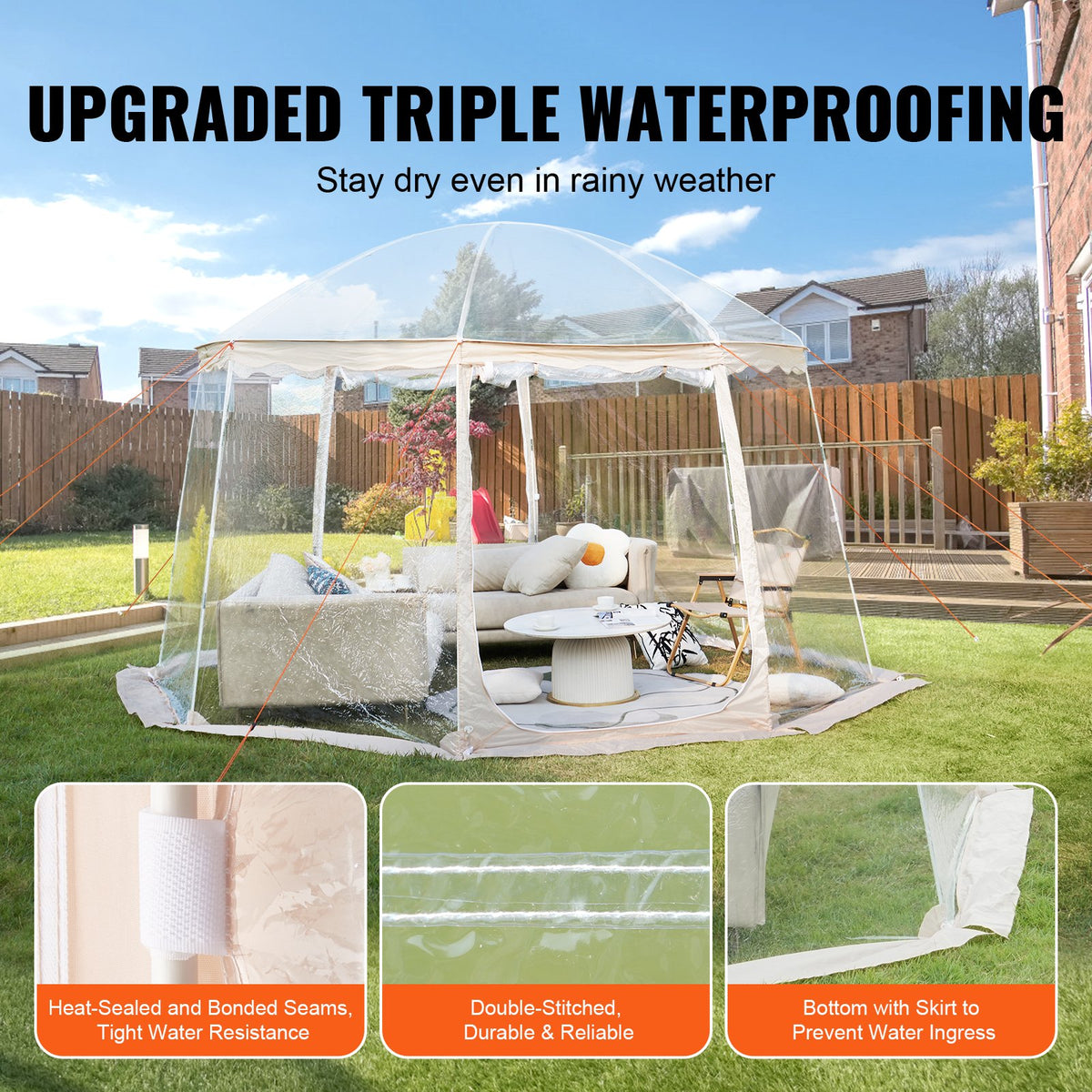 VEVOR Sports Tent, 12-15 People, Instant Pop-Up Tent Shelter Weatherproof Pod, Outdoor Bubble Clear View Tent, Climate Canopy Shelter for Soccer, Football, Softball & Other Sporting Events and Parades - BWZPDXZTMYX1VWKNVV0 - view 4