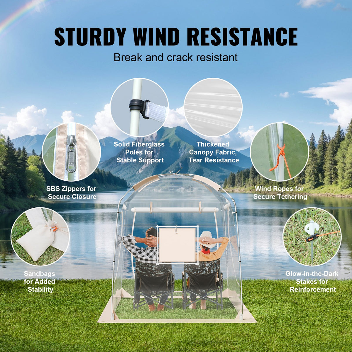 VEVOR Sports Tent, 2-4 People, Instant Tent Shelter Weatherproof Pod, Outdoor Bubble Clear View Tent, Climate Canopy Shelter for Soccer, Football, Softball & Other Sporting Events, Parades, Fishing - BWZPXXZTMFX7NR4TJV0 - view 5