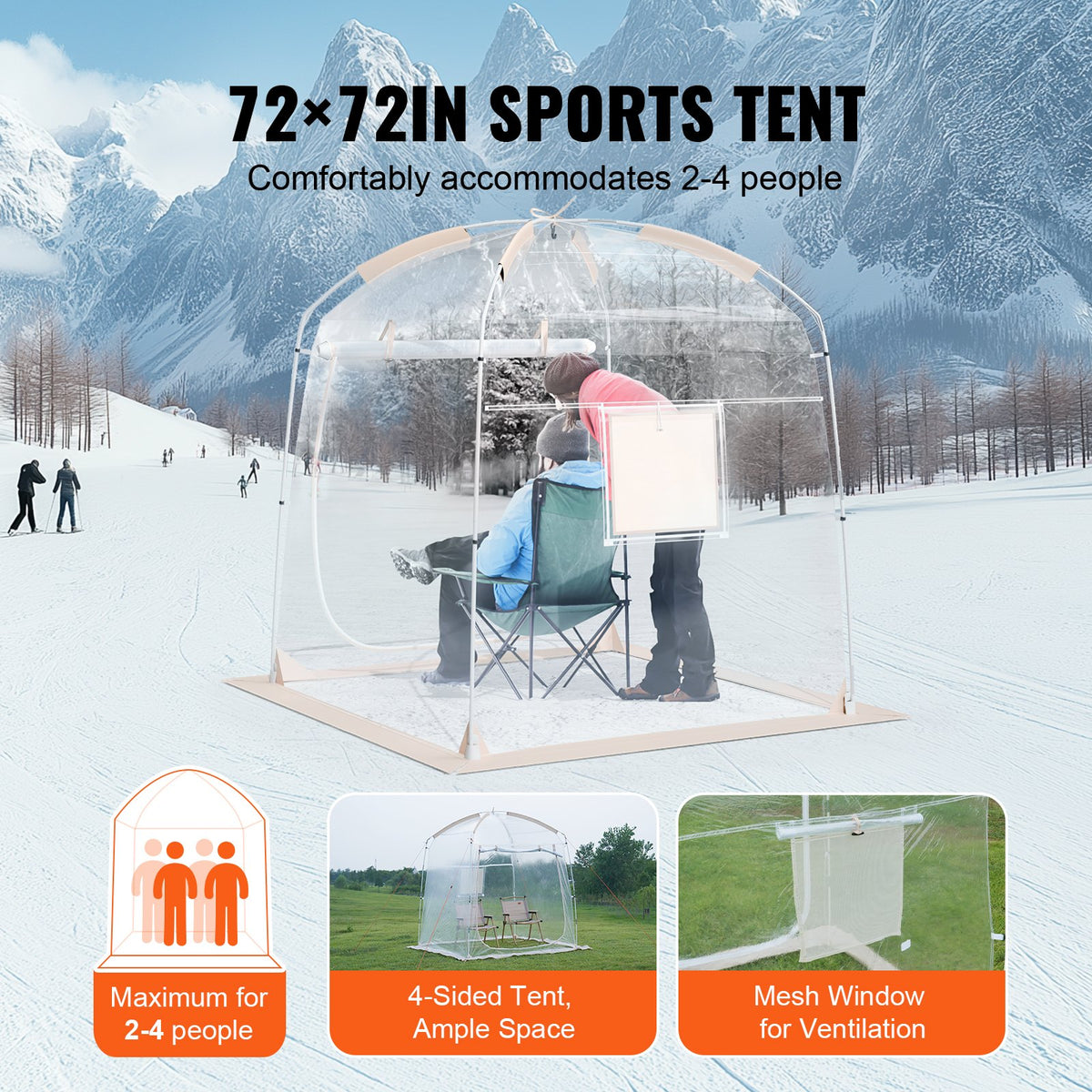 VEVOR Sports Tent, 2-4 People, Instant Tent Shelter Weatherproof Pod, Outdoor Bubble Clear View Tent, Climate Canopy Shelter for Soccer, Football, Softball & Other Sporting Events, Parades, Fishing - BWZPXXZTMFX7NR4TJV0 - view 8