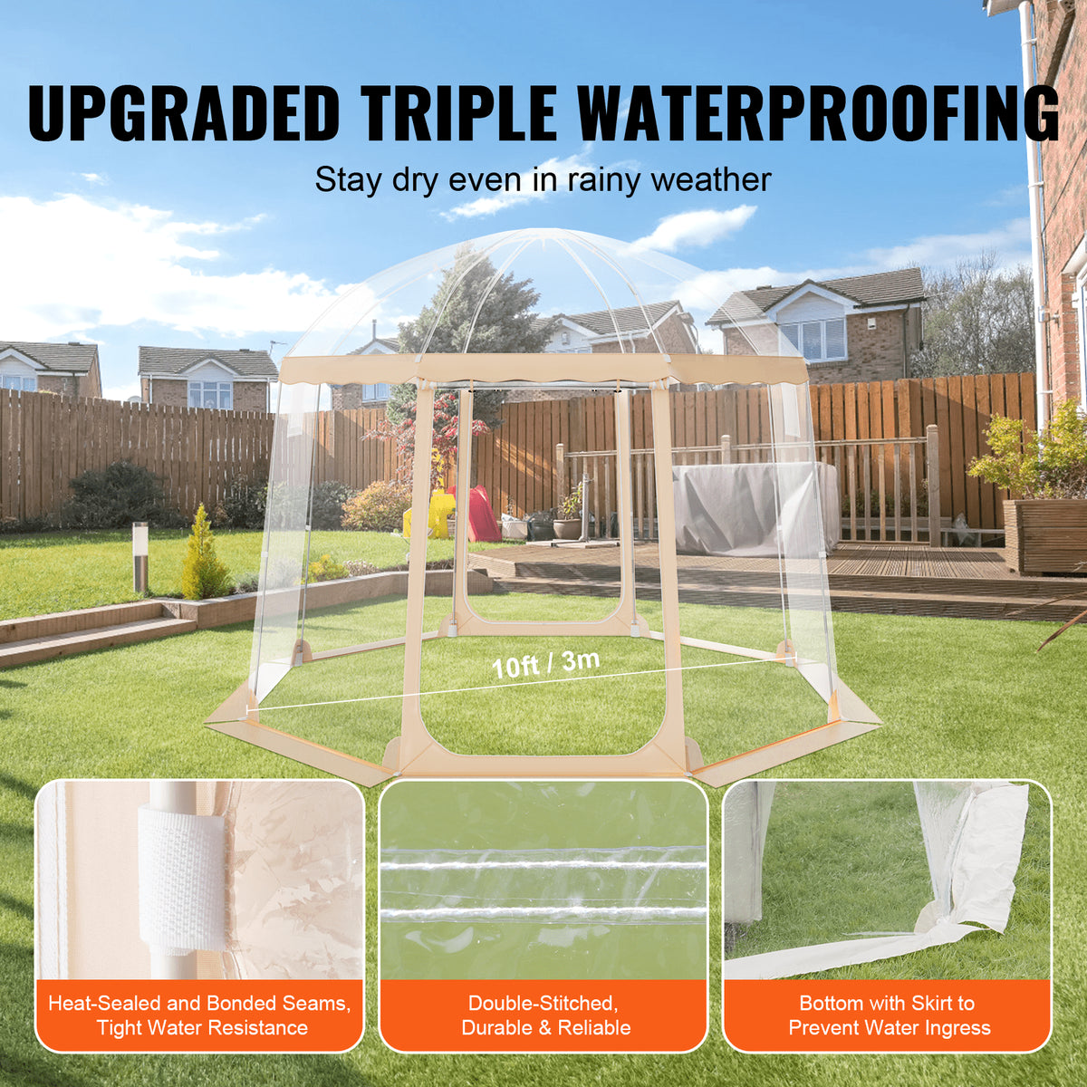 VEVOR Sports Tent, 4-8 People, Instant Pop-Up Tent Shelter Weatherproof Pod, Outdoor Bubble Clear View Tent, Climate Canopy Shelter for Soccer, Football, Softball & Other Sporting Events and Parades - BWZPZXZTMYX14FZKQV0 - view 4