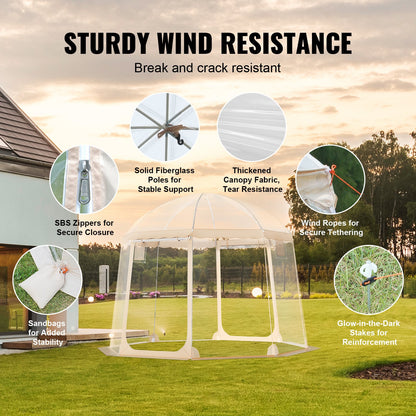 VEVOR Sports Tent, 4-8 People, Instant Pop-Up Tent Shelter Weatherproof Pod, Outdoor Bubble Clear View Tent, Climate Canopy Shelter for Soccer, Football, Softball & Other Sporting Events and Parades - BWZPZXZTMYX14FZKQV0 - view 5
