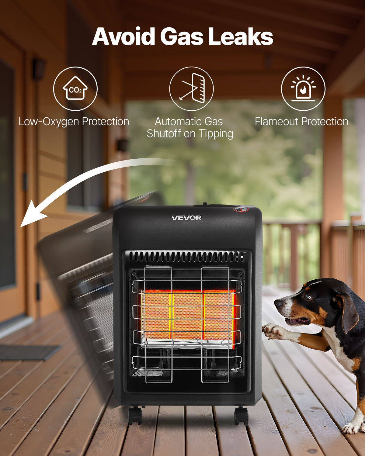 VEVOR Propane Heater, 6000 to 18000 BTU Propane Cabinet Heater with 3 Modes Temp Settings & Tip-over Protection, Garage Radiator Heat up to 450 Sq.Ft, for Camping,Garage, Patio,Indoor/Outdoor - BXBWJRQJS141S25Y9001V0 - view 4