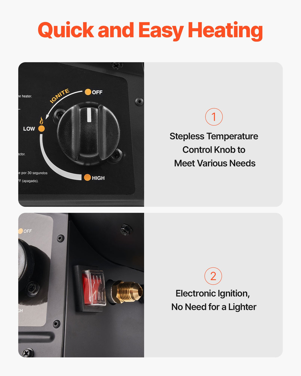 VEVOR Propane Heater, 125000BTU Forced Air Propane Heater with Stepless Temp Settings & security Protection, Portable Garage/Shop Barrel Heater for Garages, Job Sites,Indoor/Outdoor - BXBWJRQPTNFJ9XK7T001V1 - view 7