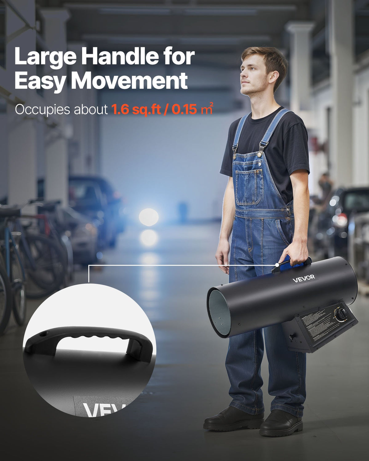 VEVOR Propane Heater, 100000BTU Forced Air Propane Heater with Stepless Temp Settings & security Protection, Portable Garage/Shop Barrel Heater for Garages, Job Sites,Indoor/Outdoor - BXBWJRQPTNFJTCOCY001V1 - view 6