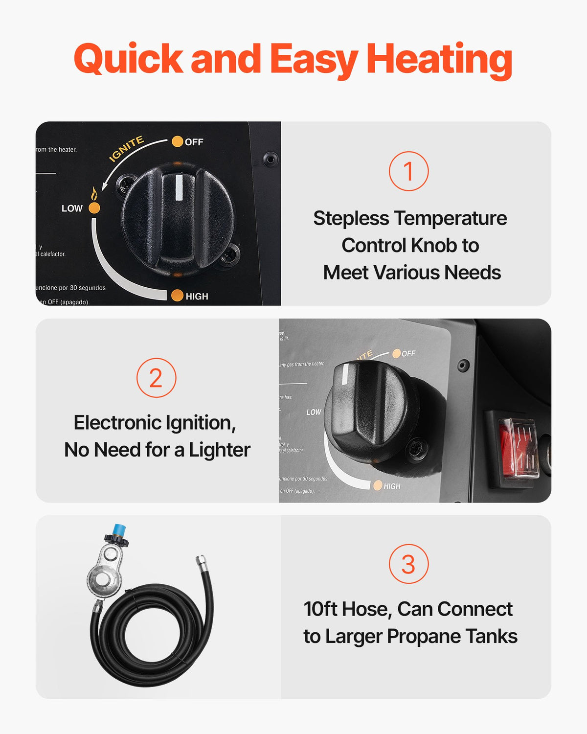 VEVOR Propane Heater, 100000BTU Forced Air Propane Heater with Stepless Temp Settings & security Protection, Portable Garage/Shop Barrel Heater for Garages, Job Sites,Indoor/Outdoor - BXBWJRQPTNFJTCOCY001V1 - view 7