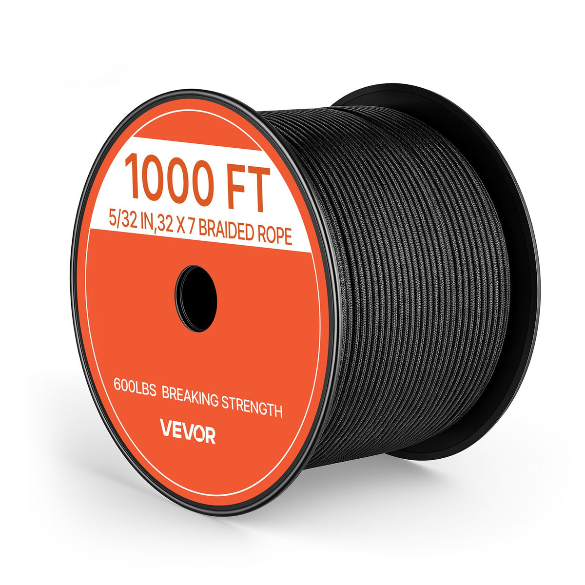 VEVOR Paracord Rope 5/32 in x 1000 ft Nylon Parachute Cord 550 Tactical, Survival Cord, Heavy Duty 7 Strand, 600 lbs High Breaking Strength, Utility Rope, for Outdoor Camping & Bracelets, Black - BXBZSBXBZPTJWABXX001V0 - view 1