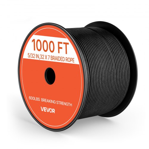 VEVOR Paracord Rope 5/32 in x 1000 ft Nylon Parachute Cord 550 Tactical, Survival Cord, Heavy Duty 7 Strand, 600 lbs High Breaking Strength, Utility Rope, for Outdoor Camping & Bracelets, Black - BXBZSBXBZPTJWABXX001V0 - view 2