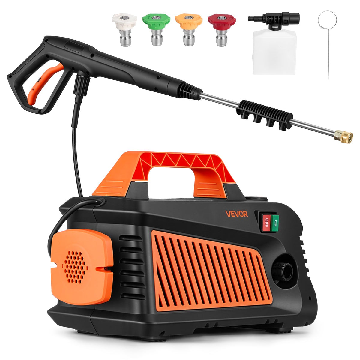 VEVOR Electric Pressure Washer, 2000 Max PSI 1.59 Max GPM, Portable Power Washer with 4 Nozzles, Metal Extension Wand, Built-in Carry Handle, Compact & Flexible for  Cars,Driveways,Patios,Fences,Home - BXDDGYQXJJLD4W2OG001V1 - view 1