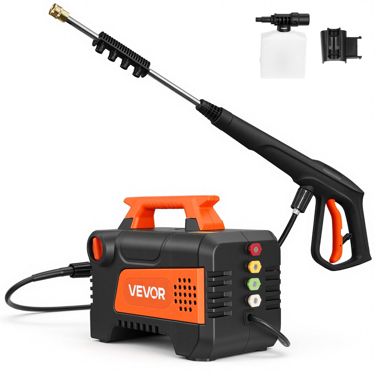 VEVOR Electric Pressure Washer, 1958 Max PSI 2.5 Max GPM, Portable Power Washer with 4 Nozzles, Metal Extension Wand, Commercial-Grade 5-Piston Plunger Pump, High Pressure for  Cars,Driveways,Patios - BXDDGYQXJJLDYW4ID001V1 - view 1