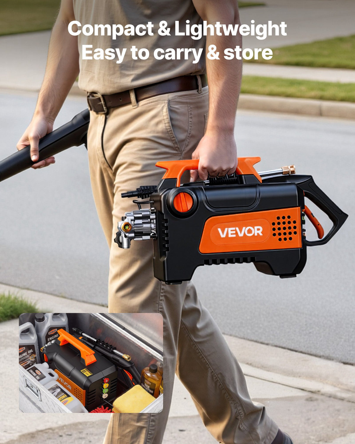 VEVOR Electric Pressure Washer, 1958 Max PSI 2.5 Max GPM, Portable Power Washer with 4 Nozzles, Metal Extension Wand, Commercial-Grade 5-Piston Plunger Pump, High Pressure for  Cars,Driveways,Patios - BXDDGYQXJJLDYW4ID001V1 - view 6