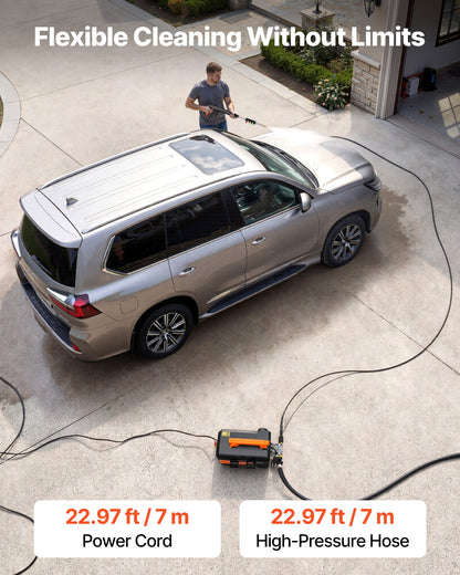 VEVOR Electric Pressure Washer, 1958 Max PSI 2.5 Max GPM, Portable Power Washer with 4 Nozzles, Metal Extension Wand, Commercial-Grade 5-Piston Plunger Pump, High Pressure for  Cars,Driveways,Patios - BXDDGYQXJJLDYW4ID001V1 - view 8