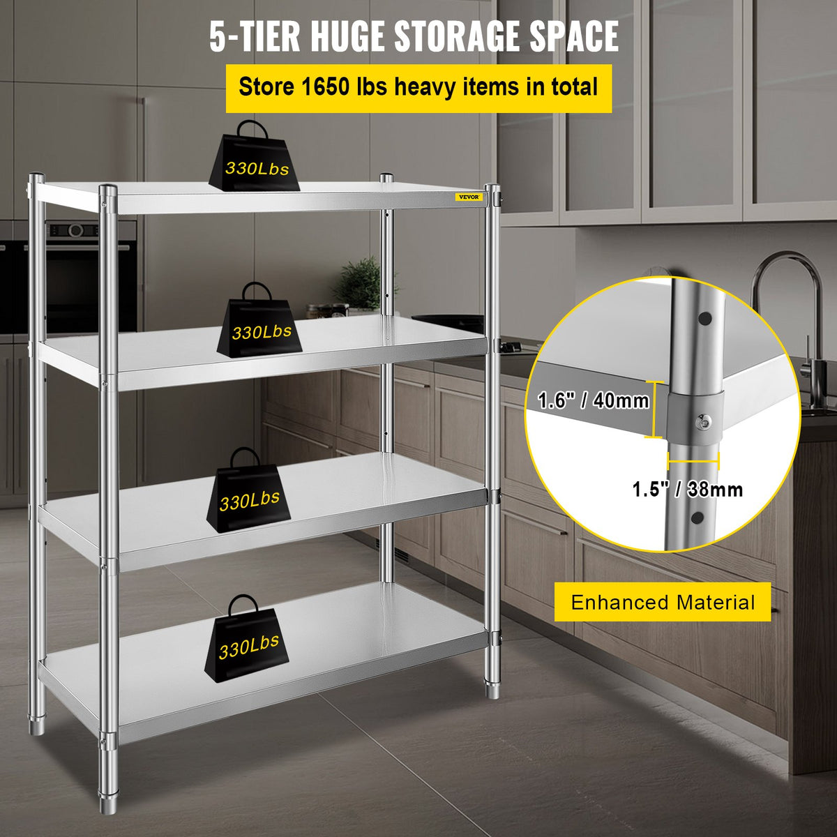 VEVOR Stainless Steel Shelving - Select Your Configuration - BXG4CHJ0000000001V0 - view 3