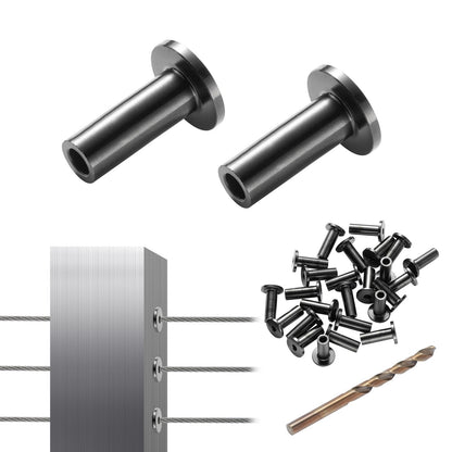 VEVOR 101 Pack T316 Stainless Steel Protector Sleeves for 1/8" Wire Rope Cable Railing, DIY Balustrade T316 Marine Grade, Come with A Free Drill Bit, Black - BXGBHTHS101JHX76KV0 - view 1