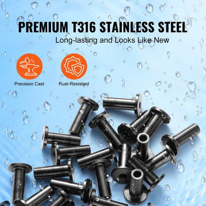 VEVOR 101 Pack T316 Stainless Steel Protector Sleeves for 1/8" Wire Rope Cable Railing, DIY Balustrade T316 Marine Grade, Come with A Free Drill Bit, Black - BXGBHTHS101JHX76KV0 - view 5