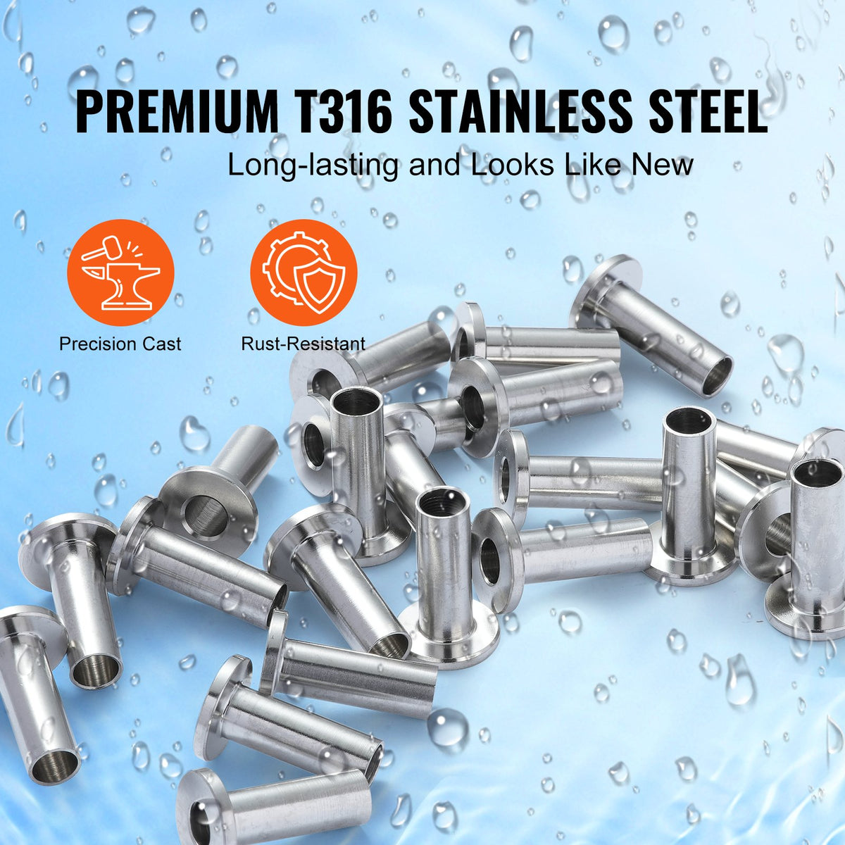 VEVOR 121 Pack T316 Stainless Steel Protector Sleeves for 5/32" 3/16" Wire Rope Cable Railing, DIY Balustrade T316 Marine Grade, Come with A Free Drill Bit, Silver - BXGBHTYS121JABYP2V0 - view 5