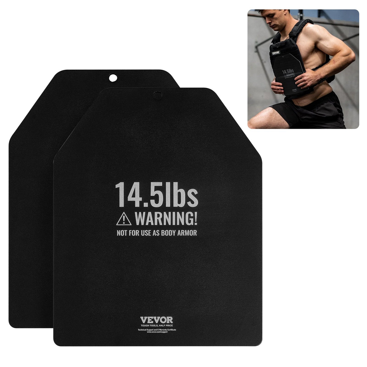 VEVOR Weight Vest Plates, 14.5 LB Pairs, Premium Steel Weighted plates, Contoured Ergonomic Fit – WODs, Additional Weight for Weight Vests, for Strength Training, Running, Fitness, Heavy Workouts - BXGBPBSP145LFBXJ5V0 - view 1