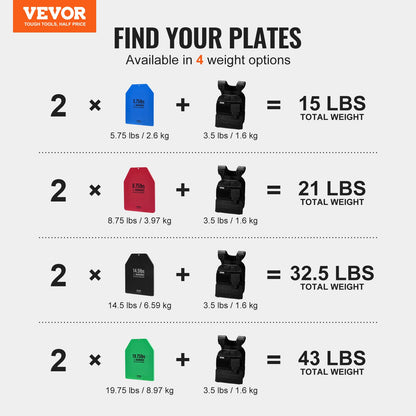 VEVOR Weight Vest Plates, 5.75 LB Pairs, Premium Steel Weighted plates, Contoured Ergonomic Fit – WODs, Additional Weight for Weight Vests, for Strength Training, Running, Fitness, Heavy Workouts - BXGBPBSP575LAIMTJV0 - view 8