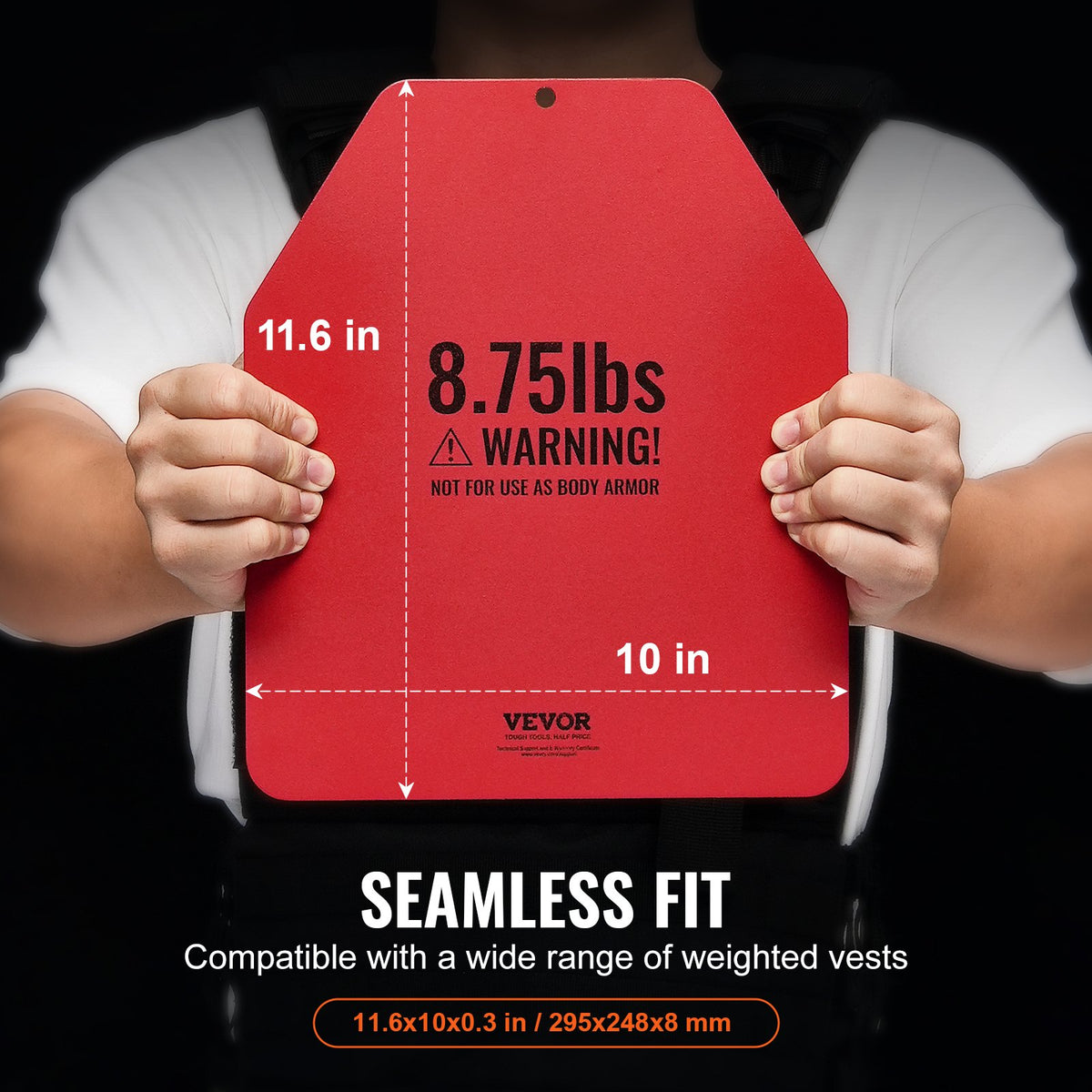 VEVOR Weight Vest Plates, 8.75 LB Pairs, Premium Steel Weighted plates, Contoured Ergonomic Fit – WODs, Additional Weight for Weight Vests, for Strength Training, Running, Fitness, Heavy Workouts - BXGBPBSP875LPAWECV0 - view 4