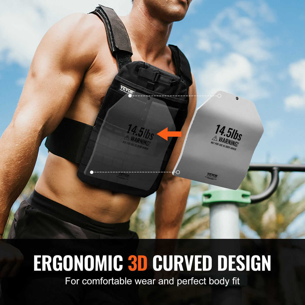 VEVOR Curved Weight Vest Plates, 14.5 LB Pairs, Premium Steel Weighted plates, Contoured Ergonomic Fit – WODs, Additional Weight for Weight Vests, for Strength Training, Running, Heavy Workouts - BXGBQBSP145L4KYMQV0 - view 5