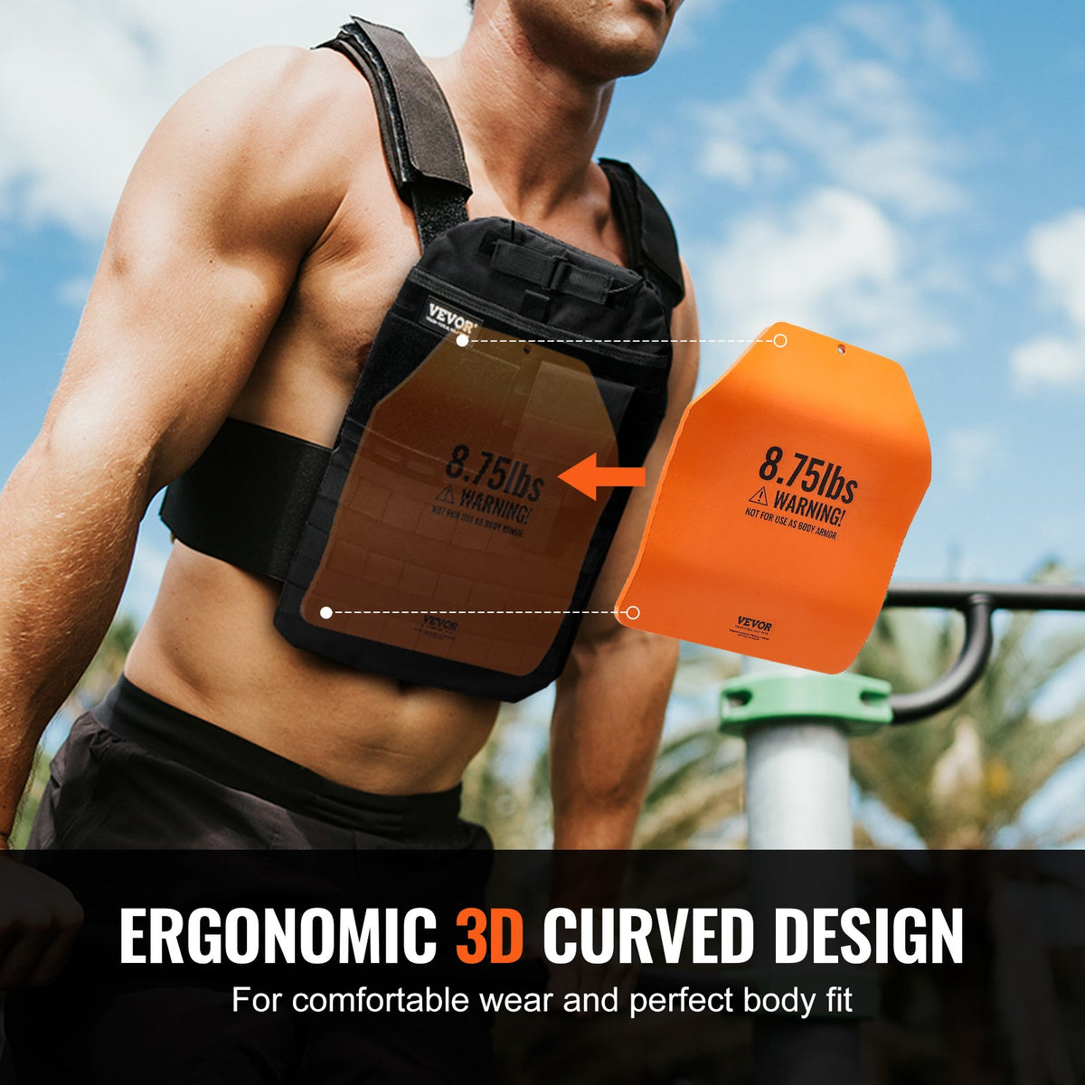 VEVOR Curved Weight Vest Plates, 8.75 LB Pairs, Premium Steel Weighted plates, Contoured Ergonomic Fit – WODs, Additional Weight for Weight Vests, for Strength Training, Running, Heavy Workouts - BXGBQBSP875LGSYIEV0 - view 5