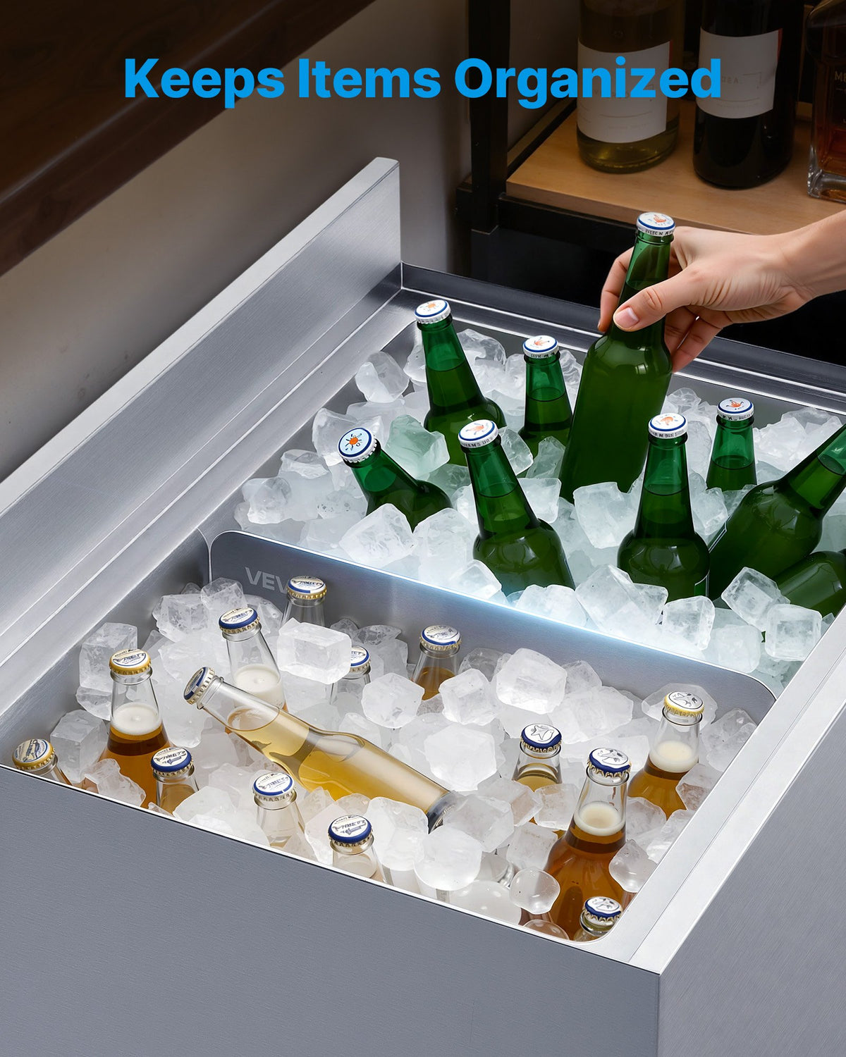 VEVOR Ice Bin Partition, 20.2 x 5.55 Inch, Stainless Steel Divider for 24 Inch Bar Ice Bins, Stable Bottom Support & Easy to Clean, Food Grade 304 Stainless Steel for Kitchen, Bar, Restaurant, Pub - BXGCBCPJBXGGMSS18001V0 - view 4