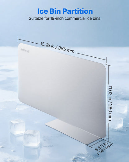 VEVOR Ice Bin Partition, 15.2 x 5.55 Inch, Stainless Steel Divider for 19 Inch Bar Ice Bins, Stable Bottom Support & Easy to Clean, Food Grade 304 Stainless Steel for Kitchen, Bar, Restaurant, Pub - BXGCBCPJBXGGZTPSZ001V0 - view 3