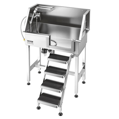 VEVOR 34" Dog Washing Station, Stainless Steel Pet Grooming Tub Bathtub, Professional Dog Wash Sink with Shower, Faucet, Soap Holder, Non-Slip Stairs Easy-Clean Design for Small Pets Cats (Right Door) - BXGCWYG34CZJFJ0C0002V0 - view 10