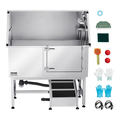 VEVOR Stainless Steel Dog Washing Station, 50 inch Pet Grooming Tub w/ Ramp, PE Water Filter Board, Faucet & Showerhead & Soap Holder Dog Bathtub for Large & Medium & Small Pets (Right Door) - BXGCWYG50CSLO0P1YV0 - view 10