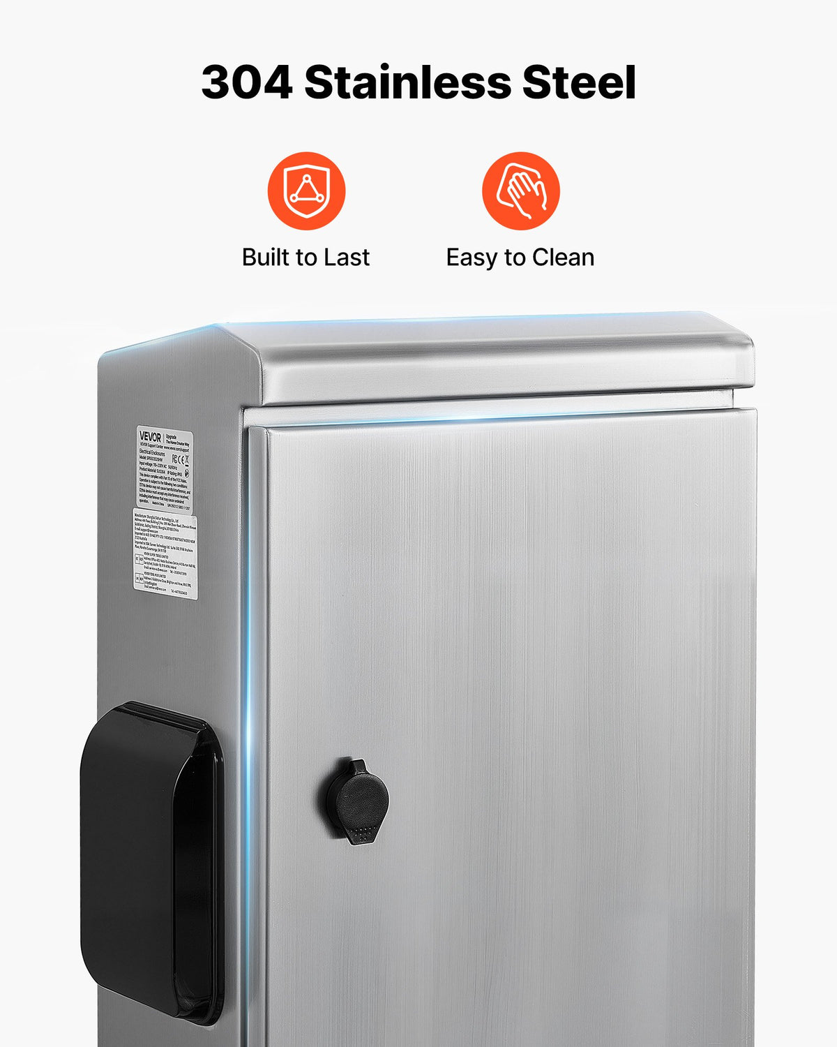VEVOR Outdoor Electrical Box, 20 x 16 x 8 in, Stainless Steel Ventilated Electrical Enclosure with Thermostat and Fan, Rain Hood, Hinge Connection, IP65 Waterproof Junction Box, Wall/Pole Mounted, - BXGDQX20168IUL8ZJ001V7 - view 5
