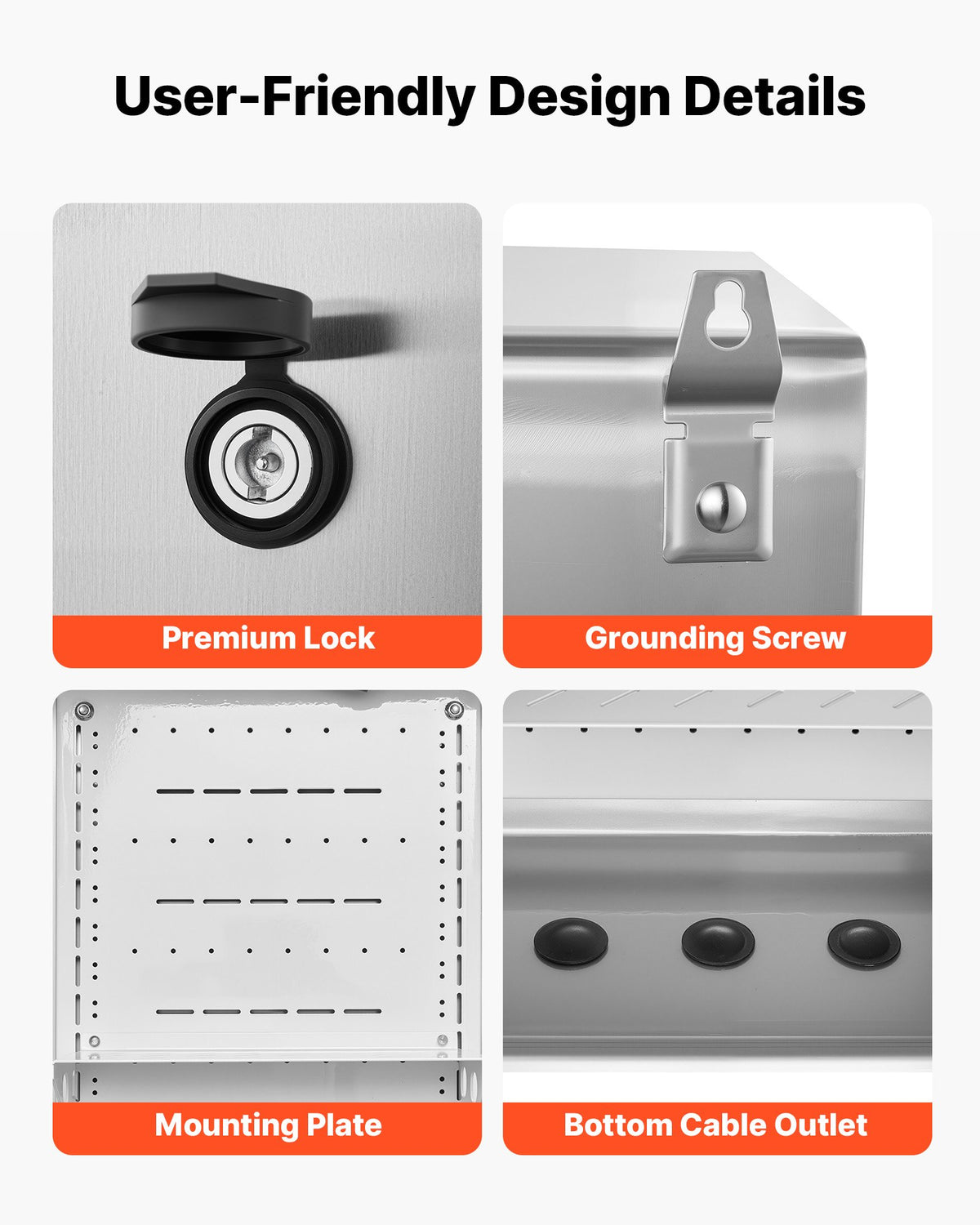 VEVOR Outdoor Electrical Box, 20 x 16 x 8 in, Stainless Steel Ventilated Electrical Enclosure with Thermostat and Fan, Rain Hood, Hinge Connection, IP65 Waterproof Junction Box, Wall/Pole Mounted, - BXGDQX20168IUL8ZJ001V7 - view 7