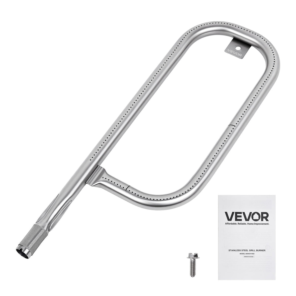 VEVOR Grill Burner Tube for Weber Q100, Q120, Q1000, Q1200, Baby Q Gas Grills, 17 inch 304 Stainless Steel Tube Burner for Weber 516001, 516002, 50060001, Replacement Part 69957, 60040, 41657, 45657 - BXGGRSQPX17ILAPUR001V0 - view 1